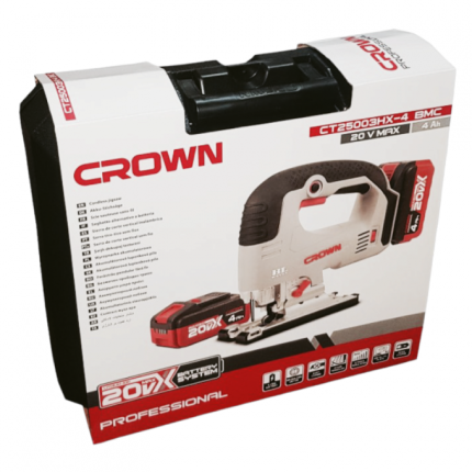 Crown 20V Cordless Jig with battery (2 pcs) and charger CT25003