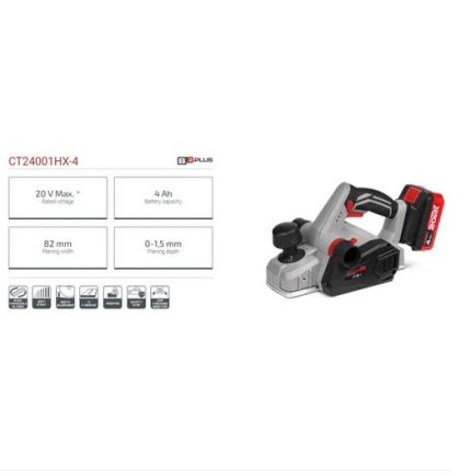 CROWN Cordless Planer, 20V 4Ah, planing width: 82 mm CT24001HX-4